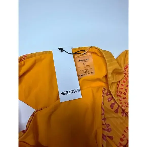 NWT Andrea Iyamah Low Rise High Leg Bikini Bottom Orange/Red Womens Size XL Swim - Picture 4 of 4